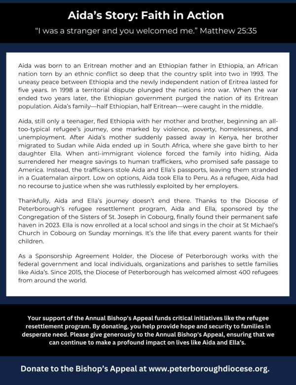 Read the story of Aida, a refugee who came to Canada with the help of the diocese