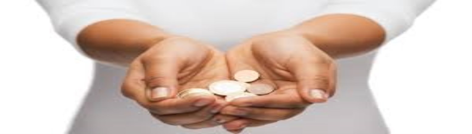 Gift of money in outstretched hands