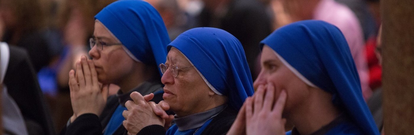 SSVM Sisters praying at St. Peter-in=Chains Cathedral in Peterborough
