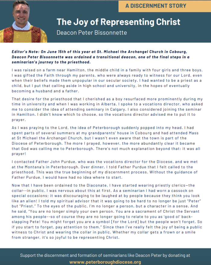 The story of Deacon Peter Bissonnette