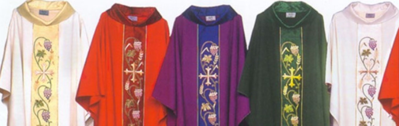 Vestments in different liturgical colours